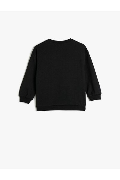 Koton Sweatshirt Applique Detailed Raised Crew Neck Cotton