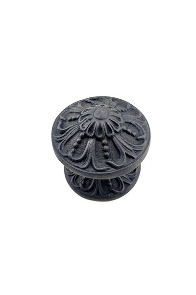 Şener collection Antique Style Decorative Brass Floral Door Knob - 80 mm Diameter, Oxide