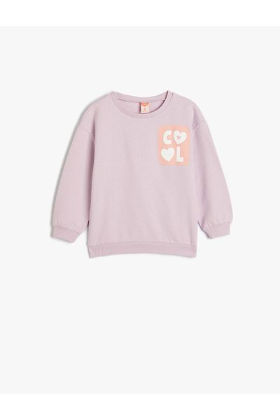 Koton Sweatshirt Print Detailed Long Sleeve Raised Cotton
