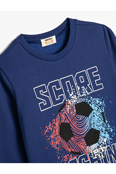 Koton Sweatshirt Uzun Kollu Bisiklet Yaka Futbol Baskılı
