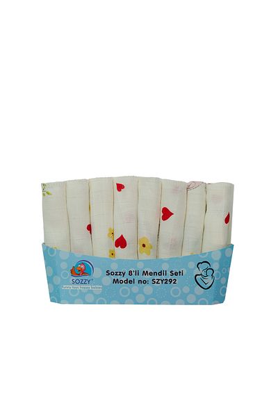Sozzy Soft Cotton Muslin - Mouth Wipes Girl Model 8 Pieces
