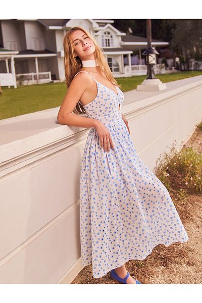 Koton Ausgestelltes, ausgestelltes Midikleid mit Trägern