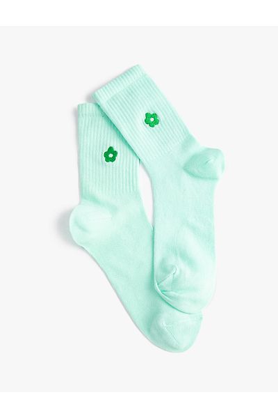 Koton Flower Embroidered Socket Socks