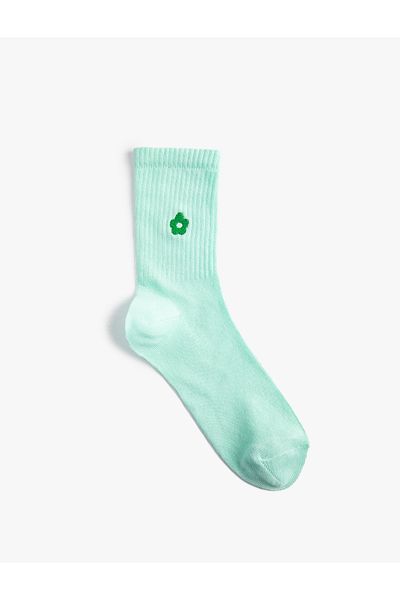 Koton Flower Embroidered Socket Socks