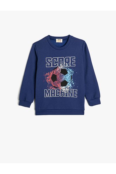 Koton Sweatshirt mit langen Ärmeln und Rundhalsausschnitt, Fußball-Print