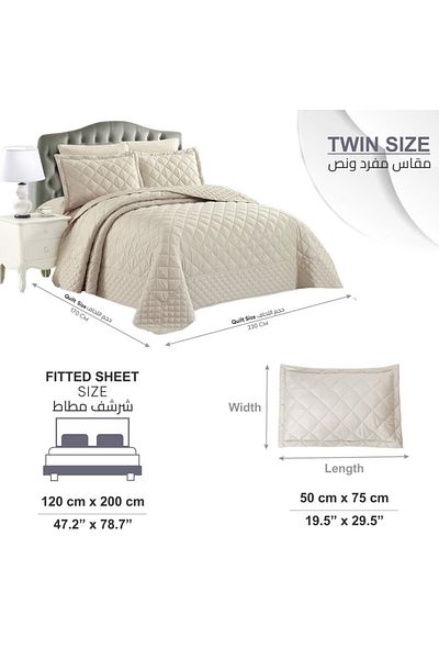 Donetella Quilt Set Single Size- 3-pcs, 170x230 Diamond Quilted Bedding Blanket