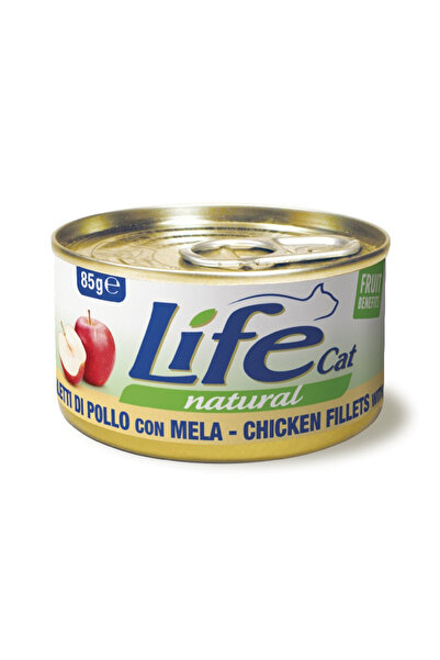 Life Cat طعام القطط المعلب بشرائح الدجاج مع التفاح - 85 جم - عبوة من 12 قطعة