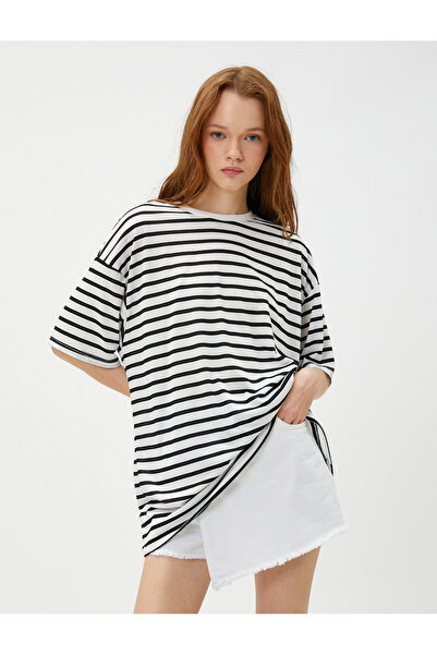 Koton Rövid ujjú póló környakú viszkóz kevert