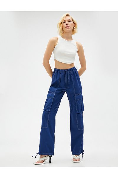 Koton Fallschirmhose mit Spitzenbund und Taschendetail aus Baumwolle