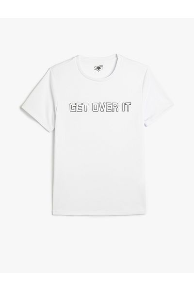 Koton Crew Neck Short Sleeve Sports T-Shirt - Slogan Printed