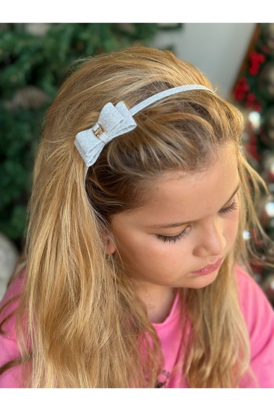 Queen Nelly Imported Trendy Thin Metal Glitter Belt Bow Crown Women's Children's Crown Silver Gray