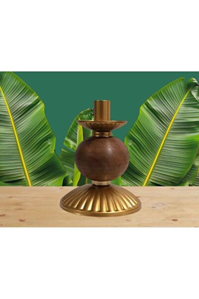 DEDE TEKLİ PİNO MUMLUK AHŞAP TOP DETAYLI GOLD KÜÇÜK