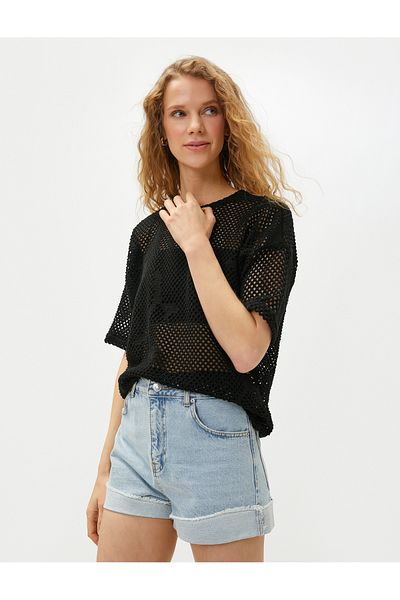 Koton Tricou din plasă acrilică cu mânecă scurtă