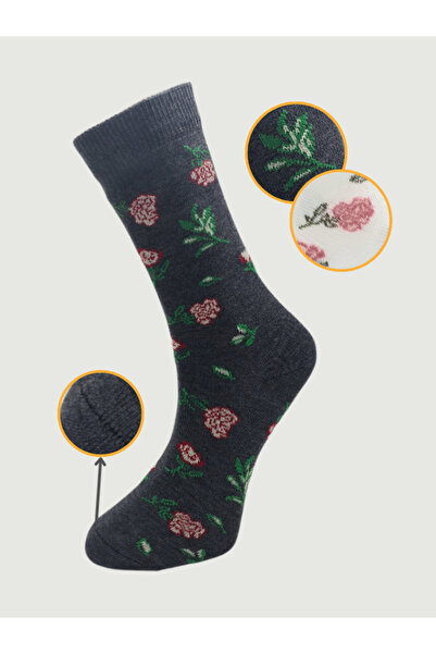 truyana Дамски памучни чорапи до глезена с флорални шарки