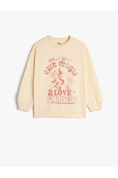 Koton Printed Sweatshirt Raised Crew Neck Long Sleeve
