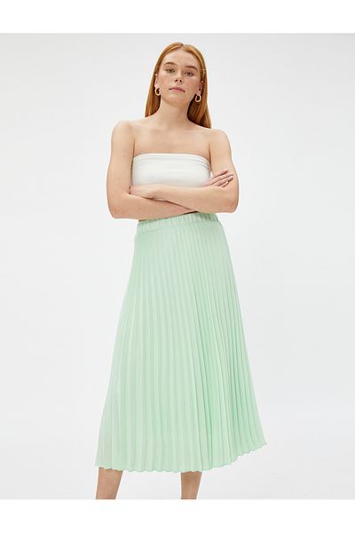Koton Midi Skirt Pleated Chiffon Elastic Waist