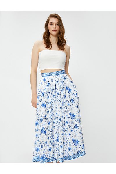 Koton Fustă midi Motiv Tradițional Floral Slit