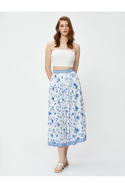 Koton Fustă midi Motiv Tradițional Floral Slit