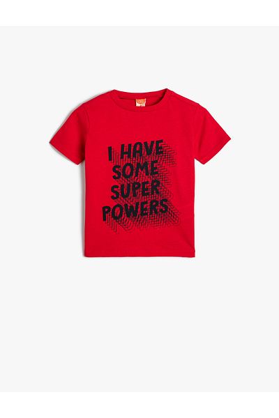 Koton Crew Neck Printed Cotton Short Sleeve T-Shirt