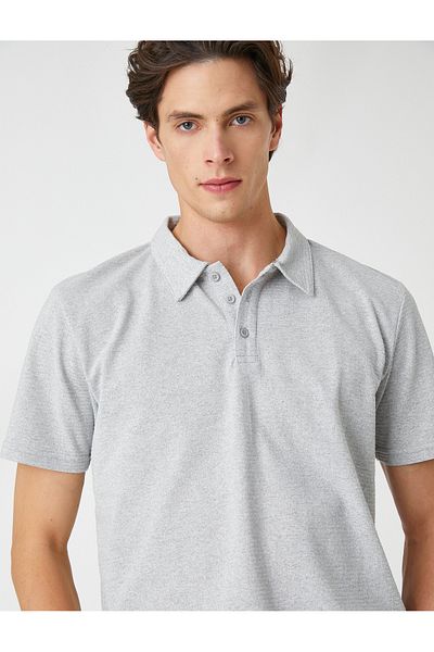 Koton Basic T-Shirt Polo Neck Button Krátký rukáv