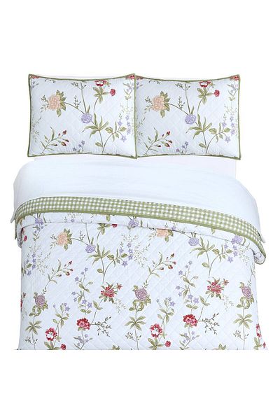 Orange Bed & Bath لحاف سرير فردي مكون من قطعتين كبيرتين | بيج آيفي أخضر | أخضر 236× 203 سم