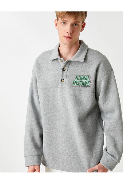 Koton Shirt Collar Sweatshirt Raised