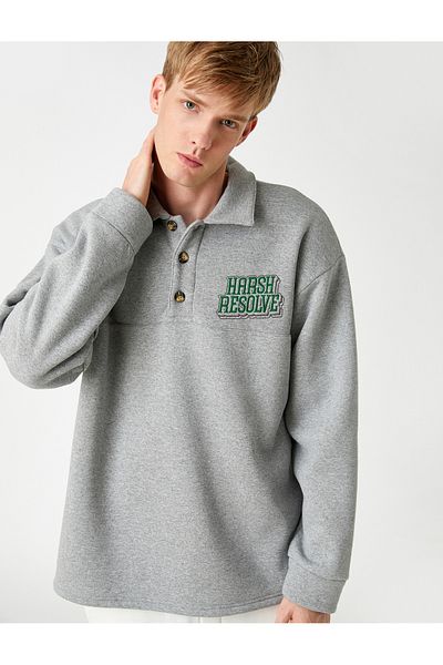 Koton Shirt Collar Sweatshirt Raised