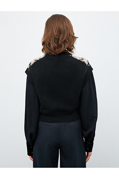 Koton Melis Ağazat X Koton - Bisiklet Yaka Dokulu Örgü Süveter