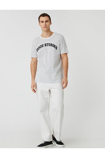 Koton Slogan Printed T-Shirt Crew Neck Short Sleeve