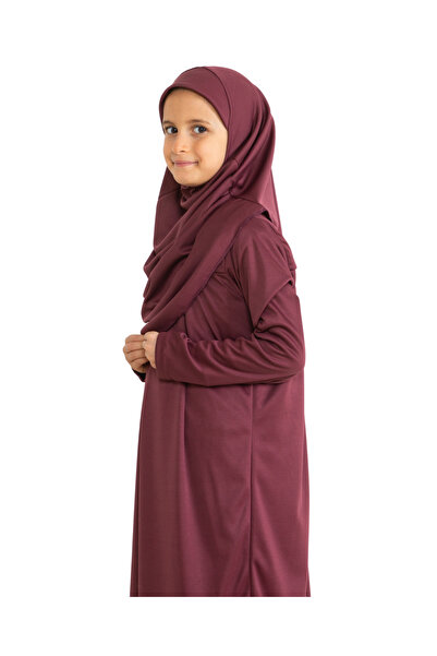 Modish Group Σετ Παιδικό Προσευχή Φόρεμα δύο τεμαχίων Κοστούμι με Φουλάρι, Σετ Ισλαμικής Ρούχας για Κορίτσια - Cherry