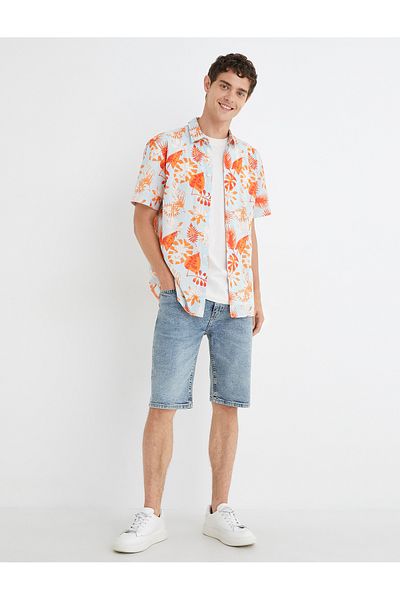 Koton Bermuda Denim Shorts Layered Leg Detail Pocket Buttoned