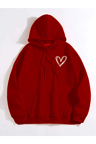 zeag Hanorac cu glugă cu imprimeu inimă