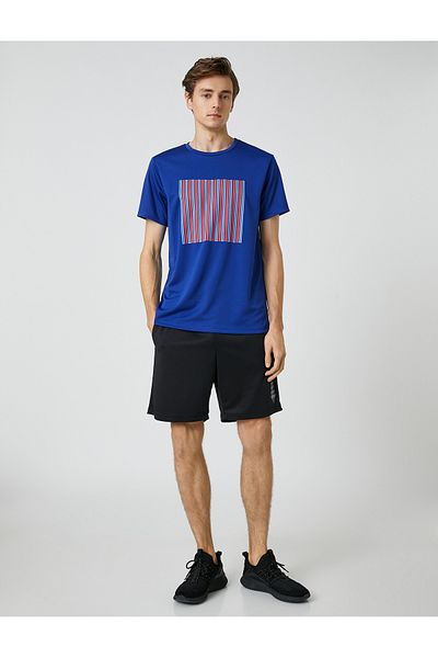 Koton Tricou sport cu dungi imprimate cu decolteu rotund din țesătură respirabilă