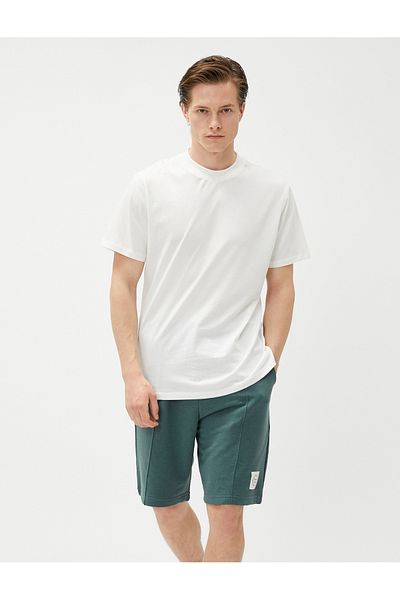 Koton Shorts with Lace Waist, Pocket Detail, Ribbed Label