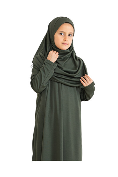 Modish Group Σετ παιδικό φόρεμα προσευχής δύο τεμαχίων Σετ με κασκόλ, ισλαμικό κοστούμι για κορίτσια - Χακί