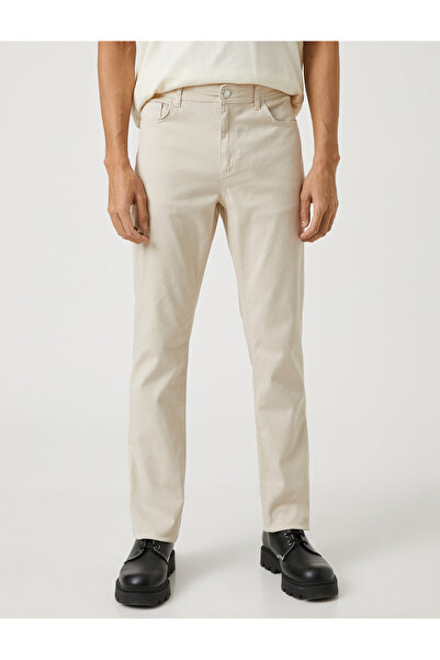 Koton Basic Παντελόνι Gabardine Λεπτομερής τσέπη με λεπτή εφαρμογή