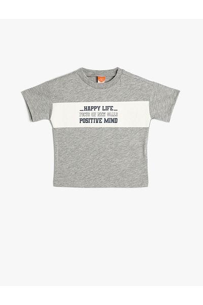 Koton T-Shirt Slogan Printed Crew Neck Short Sleeve