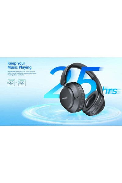 RİVERSONG Rhythm M6 Over-Ear Wireless Headphones with Foldable Design, 25Hrs Play time, Memory Form Headphone