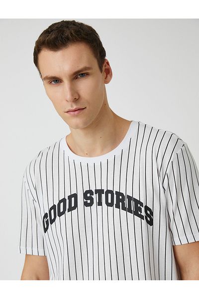 Koton Slogan Printed T-Shirt Crew Neck Short Sleeve