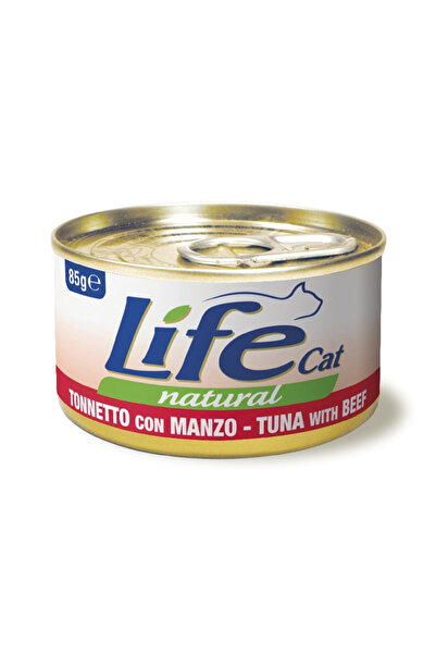 Life Cat طعام القطط المعلب بالتونة مع لحم البقر - 85 جرام