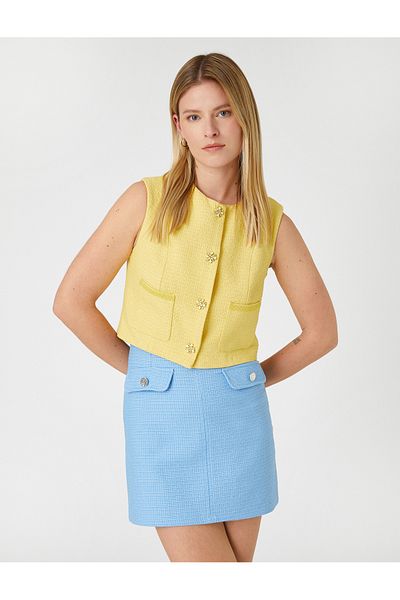 Koton Tweed miniszoknya gombokkal és zsebrészletekkel