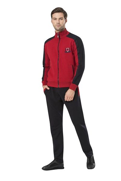 Pierre Cardin Men's Stand Collar Zippered Bottom Top Pocket Tracksuit Set