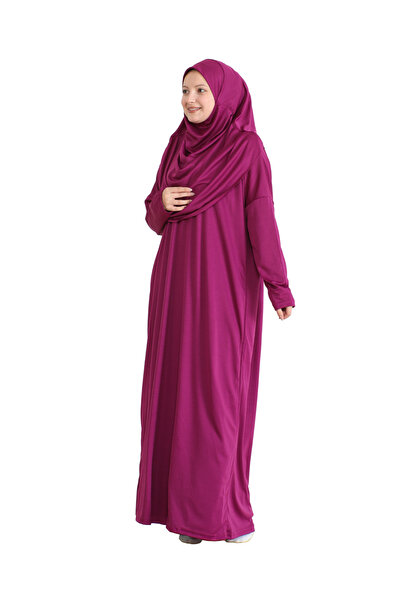 Modish Group Pursed Prayer Dress Scarf Ready Hijab Clothing Turban Muslim Clothes Suit - Fuchsia