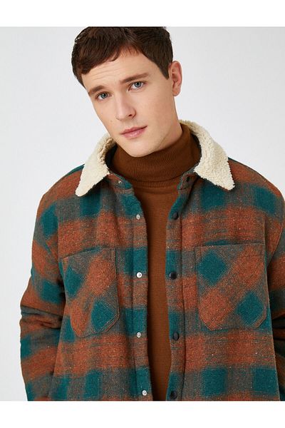 Koton Men's Green Plaid Jacket 3WAM20170HW