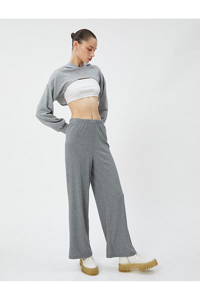 Koton Wide Leg Trousers, Relaxed Cut, Elastic Waist Camisole