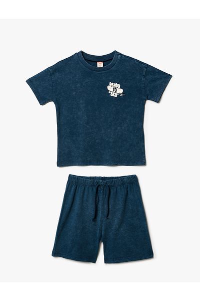 Koton Set pantaloni scurți și tricou imprimat din bumbac