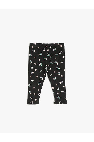 Koton Legginsy z kokardką w kwiaty, szczegółowa sztruksowa bawełna