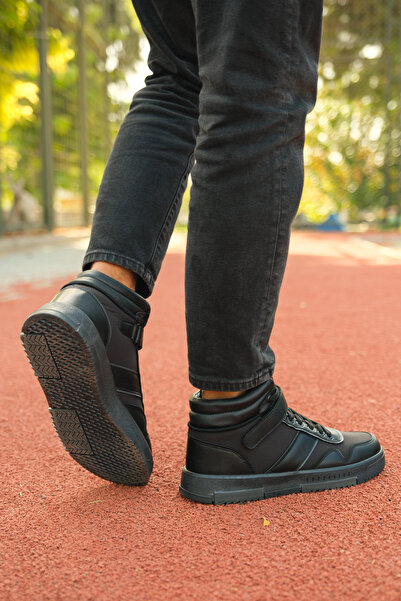 Riccon Μαύρα μαύρα ανδρικά αθλητικά μποτάκια 00122935