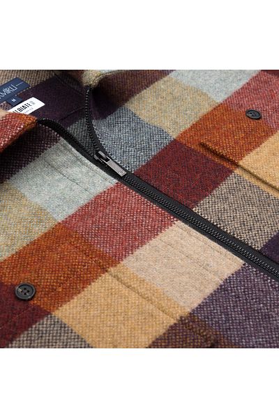 Germirli Albiate Colorblock Warm Plaid Wool Utility Jacket Shirt