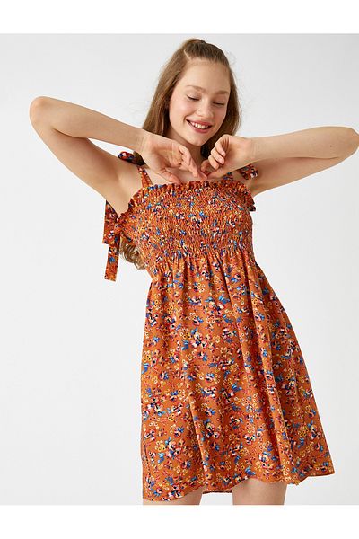 Koton Floral Mini Dress Elastic Thin Straps